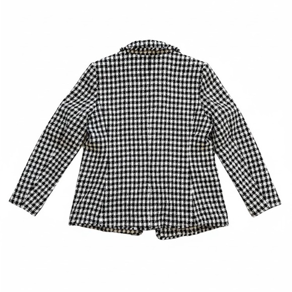 🖤🤍 Talbots Classic Houndstooth/Tweed Double-Breasted Blazer (Size 14) 🤍🖤 - Picture 2 of 4